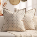 ZWJD Pillow Covers 26x26 Set of 2 Soft Polyester Textured Pillow Covers with Stylish Flange Edge Cozy Farmhouse Throw Pillows for Couch Bed Sofa Living Room