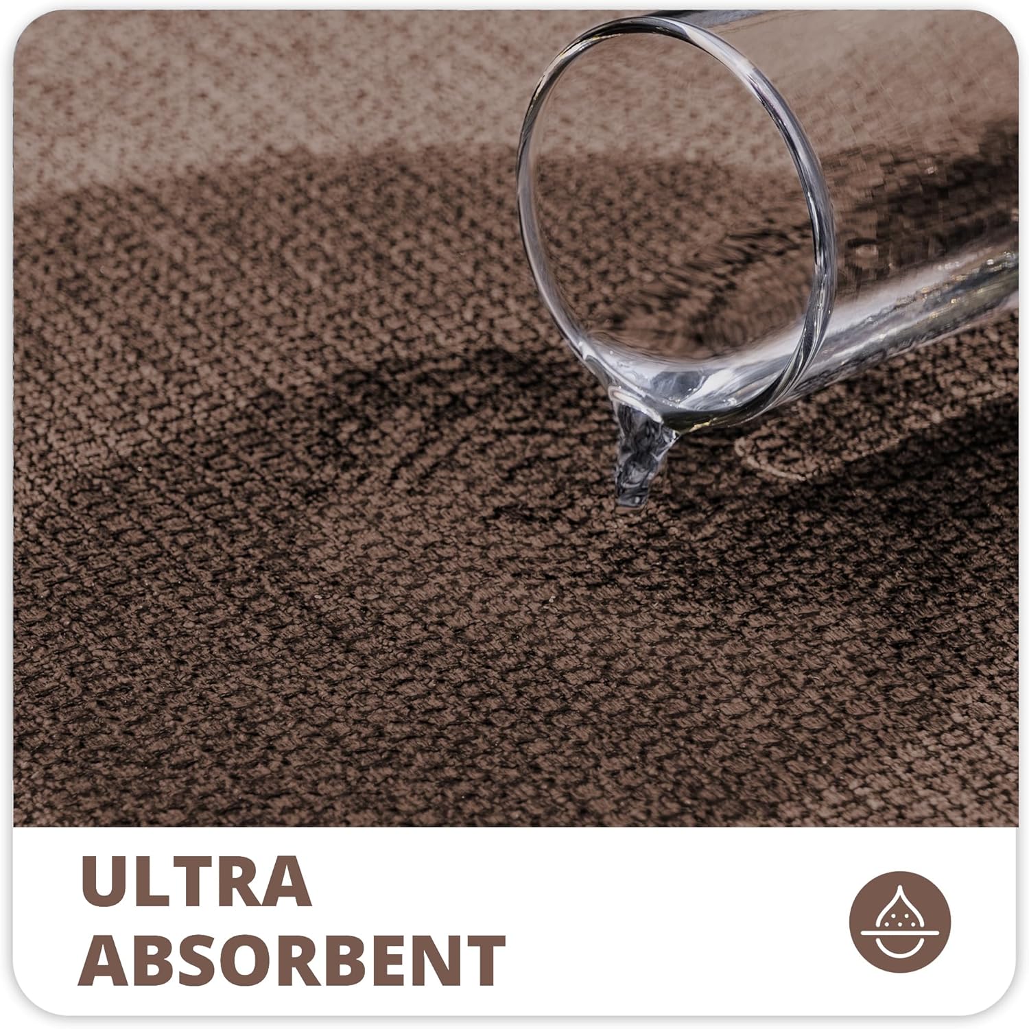 Bathroom Rugs Set 2 Pieces,Thin Bathroom Mats,Toilet Rugs,Quick Dry,Non-Slip,Machine Washable,Low Pile,Absorbent Bath Mats,Shower,Sink,Home Decor Accessories.Brown,1'5"x2'3"+1'8"x2" U Shape