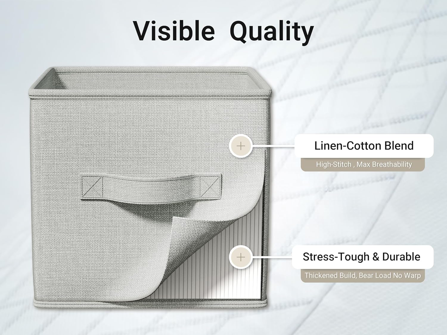 4 Pack Foldable Fabric Closet Storage Bins, 11Inch Organizer Cubes with Handles, Linen Storage Boxes for Clothes, Toys, Books and Home Organization,Gray