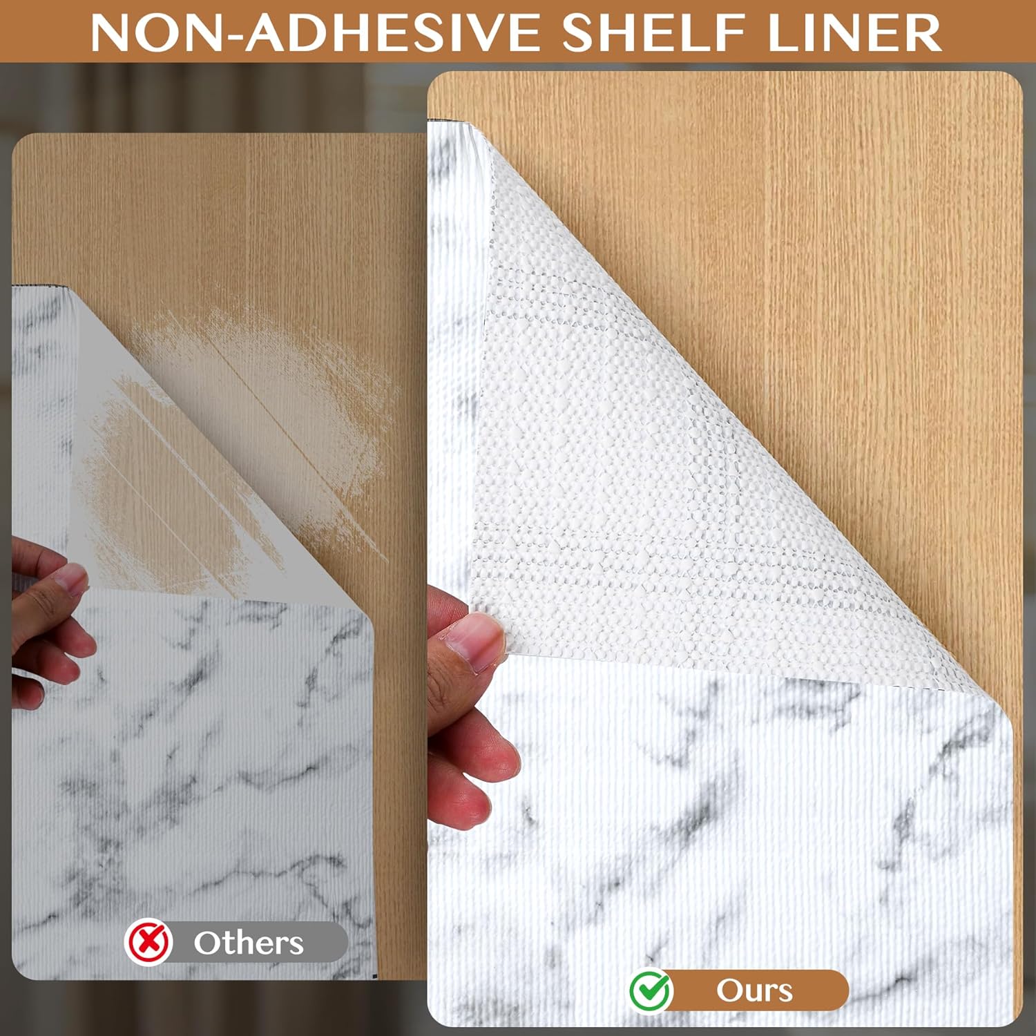 Non-Adhesive Shelf and Drawer Liner for Kitchen Cabinets, 12 in x 20FT Strong Non-Slip Cabinet Liners for Shelves, Refrigerator, Pantry Storage, Bathroom Closet, Easy to Clean, Marble