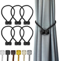 Hion Magnetic Curtain Tiebacks Black 6 Pack, Curtain Tiebacks Buckles Holdbacks Holders Hooks Clip for Home Bedroom Office Decorative Thick or Thin Curtain