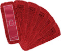 Matthew Cleaning 24'' Industrial Strength Cotton Dust Mop Refill Washable Replacement Heads for Residential & Commercial Use Fit Standard Dust Mop Frames, Hardwood,Concrete Floors Red 6 Pack