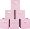 Stero 13x13x13 Inch Fabric Storage Bins 6 Pack Fun Colored Durable Storage Cubes with Handles Foldable Cube Baskets for Home, Kids Room, Closet and Toys Organization Pink