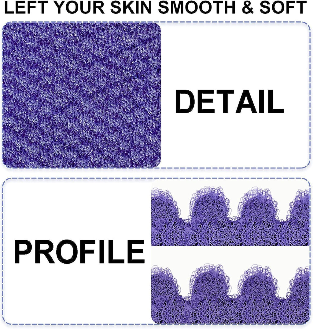 Evridwear Exfoliating Gloves for Shower, 100% Nylon Thick Soft Medium Heavy Bathing Gloves Dead Skin Remover Body Scrubber Smooth Skin with Hang Loop, Purple