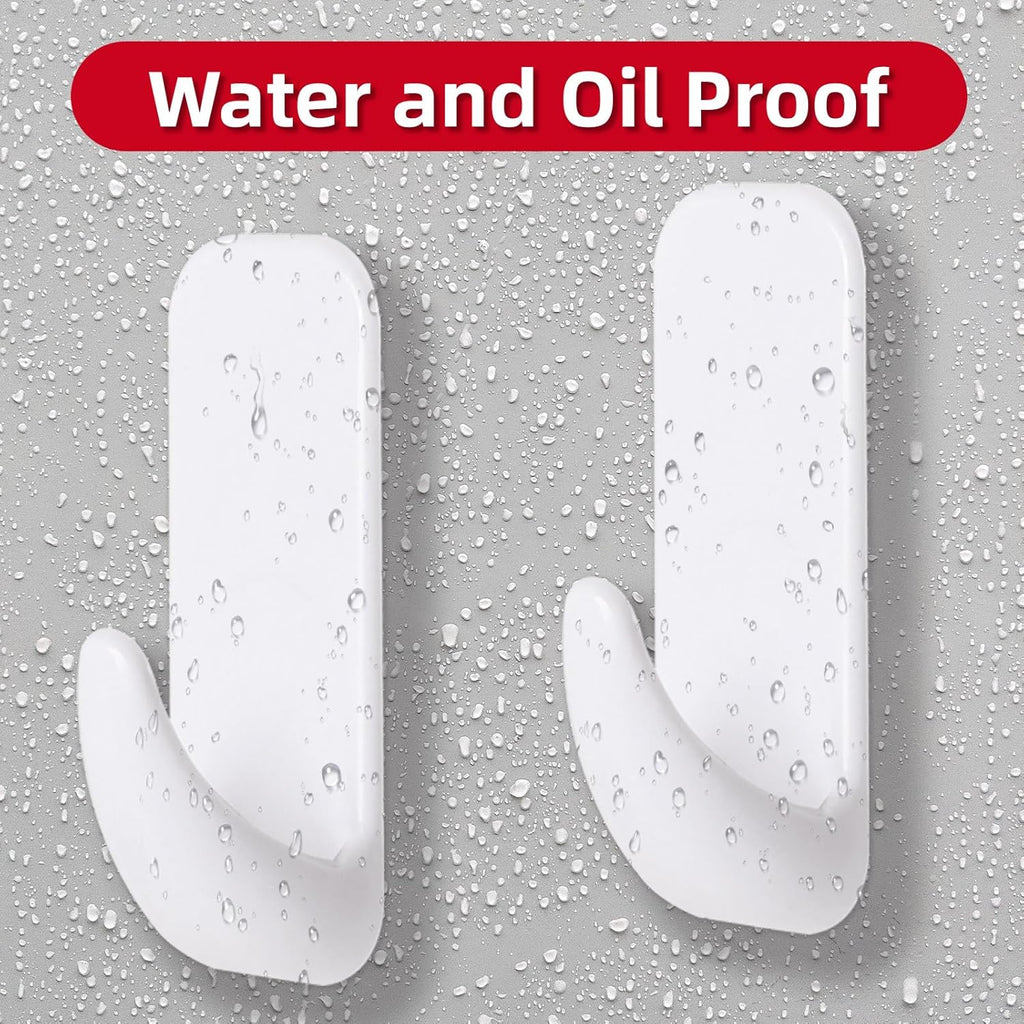 Wall Hooks for Hanging Heavy Duty, Large 12 Self Adhesive Wall with 16 Strips no Damage, Sticky for Key, Shower,Towel, Coat, Door, Hat