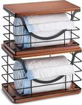 Extra Large Trash Bag Holder Stackable Kitchen Storage, 2 Pack Wall Mounted Pantry Organizers and Storage with Bamboo Top, Garbage Bag Dispenser Under Sink for Laundry Room and Kitchen