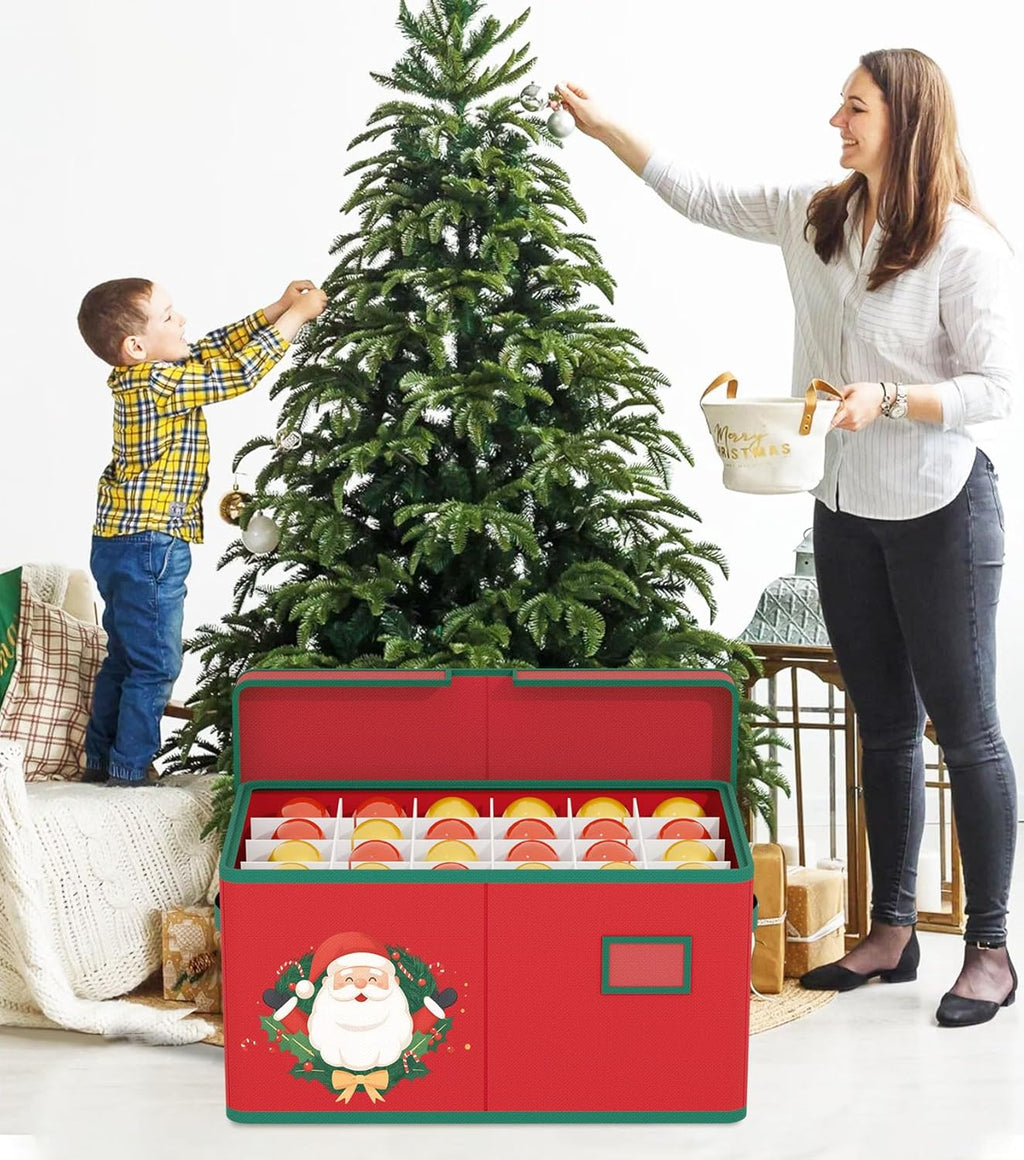 Christmas Ornaments Storage Boxes Christmas Ornament Organizer Storage Box with Adjustable Divider Fit 72 of 3 Inch Ornaments 600D Oxford Fabric Ornament Storage Box for Decoration Storage