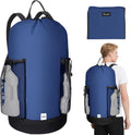 BALEINE 120L Laundry Bag Backpack, 900D Oxford Fabric Large Travel Laundry Bags with Shoulder Straps and 2 Mesh Pockets for College Dorm, Apartment, Laundromat (Navy, 120L)
