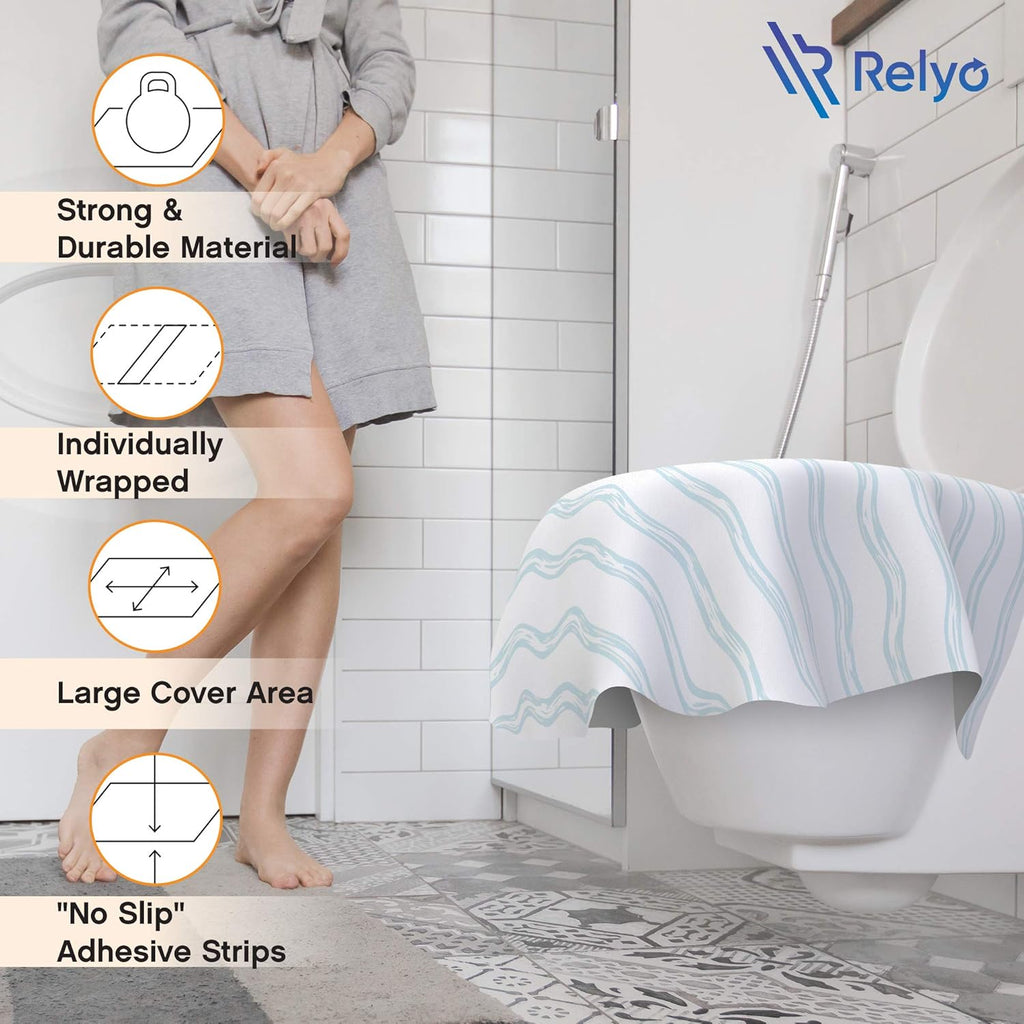 Toilet Seat Covers Disposable - 20 Pack - Waterproof, Ideal for Kids and Adults – Extra Large, Individually Wrapped for Travel, Toddlers Potty Training in Public Restrooms (Waves, 20)
