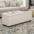 Small 38 Inches Long White Ottoman Bench with Storage,Footstool Furniture End of Bed Benches,Faux Leather Ottomans and Seat for Foot Rest in Bedroom, Living Room, Entryway