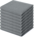 Homaxy 100% Cotton Waffle Weave Kitchen Dish Cloths, Ultra Soft Absorbent Quick Drying Dish Towels, 12 x 12 Inches, 8-Pack, Grey