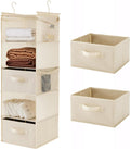 MAX Houser 5 Tier Shelf Hanging Closet Organizer, Cloth Hanging Shelf with 2 Sturdy Hooks for Storage, Foldable (Beige-D2)