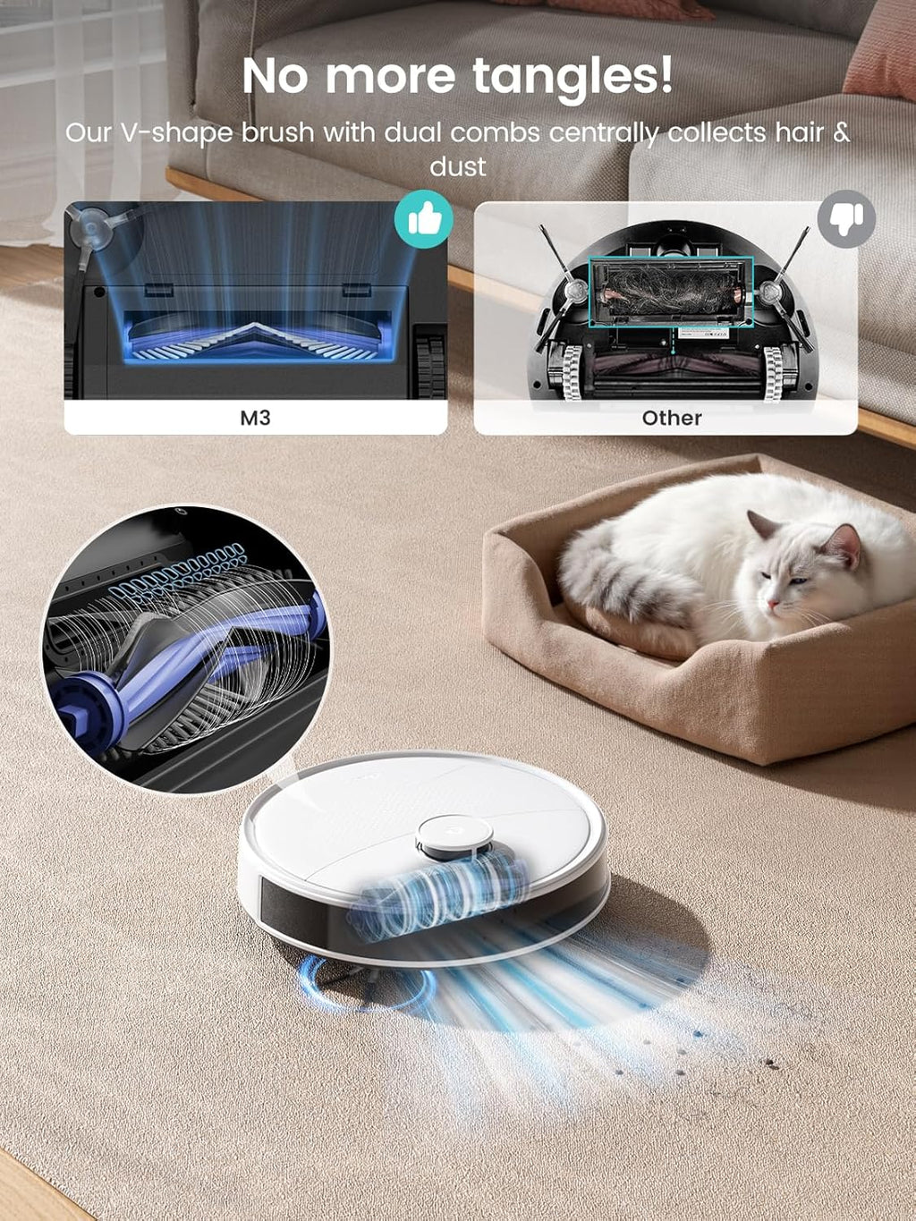 Lefant Robot Vacuum and Mop, 12000Pa Suction, Self Emptying, Auto Mop Washing and Drying for Hands-Free, Anti-Tangle Brushes, Dual Spinning Mop for Pet Hair Dust, Wi-Fi/App/Alexa/iWatch Control, M3