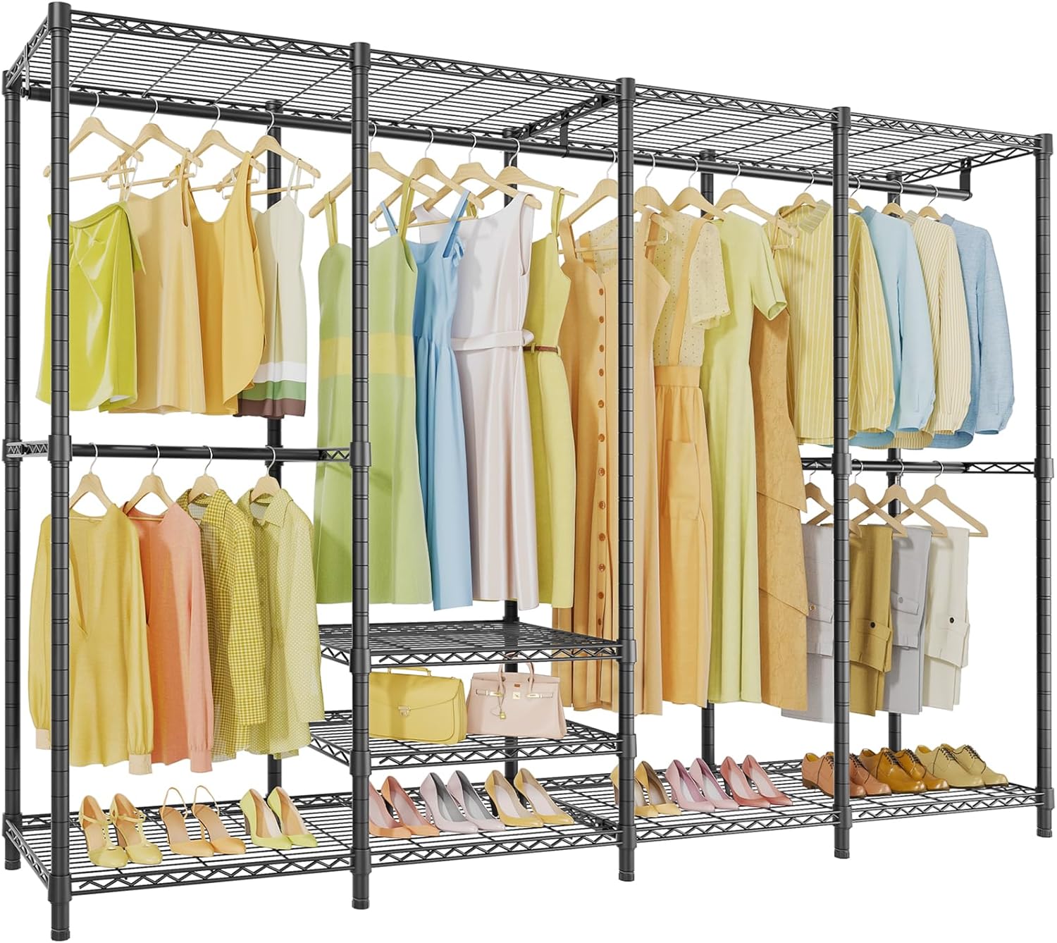 VIPEK V40 Plus Extra Large Clothes Rack Heavy Duty Clothing Rack for Hanging Clothes, Multi-Functional Closet Organizer System Freestanding Wardrobe Closet for Bedroom, Max Load 1300lbs, Black