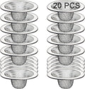 20Pcs Bathroom Sink Drain Strainer Screen Mesh, 2.75'' Stainless Steel Slop Basket Filter Trap Sink Drain Mesh Basket Hair Catcher Filter Cover for Lavatory RV Shower Floor Utility Drain