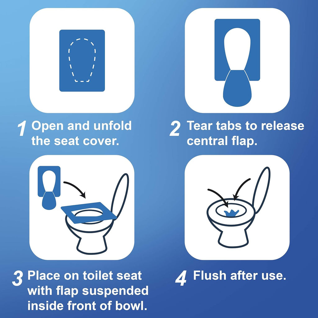 Rockland Guard Toilet Seat Cover - Flushable & Disposable Toilet Seat Cover for Bathroom - Road Trip Accessories & Travel Essentials for Kids & Adults - 5 Resealable Packs with 10 Sheets - 50-Count