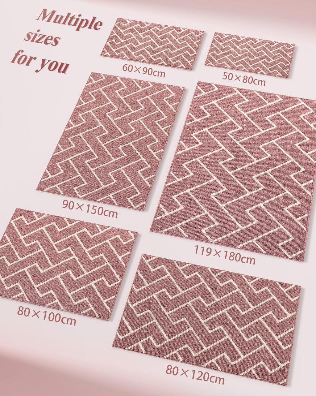 hicorfe Indoor Doormat,Front Back Door Mat Rubber Backing Non Slip Door Mats 36"x59" Absorbent Resist Dirt Entrance Doormat Inside Floor Mats for Entryway Washable Low-Profile(Light Pink)