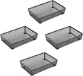 BYCY 4 Pack Silverware Drawer Organizer, Mesh Utensil Organizer for Kitchen Storage, Black Steel Metal Mesh Tray for Flatware Fork Spoon Knife (9 x 6 x 2 Inch,black)