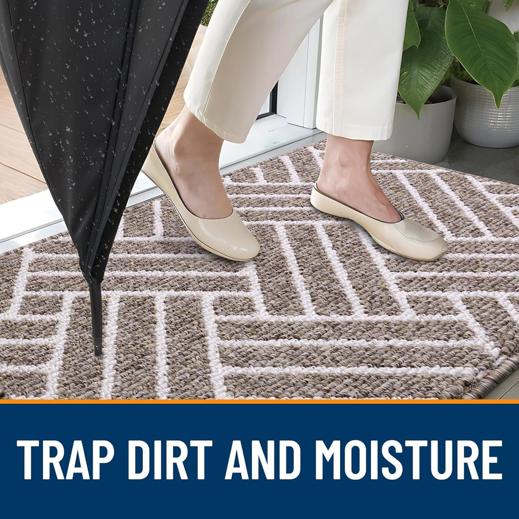 OLANLY Runner Indoor Door Mat, 47x23 Inch, Dirt Resistant and Absorbent, Non-Slip Rubber Backing Floor Mats, Easy Clean Low-Profile Doormat for Entryway, Front Door, and Inside Entrance, Khaki