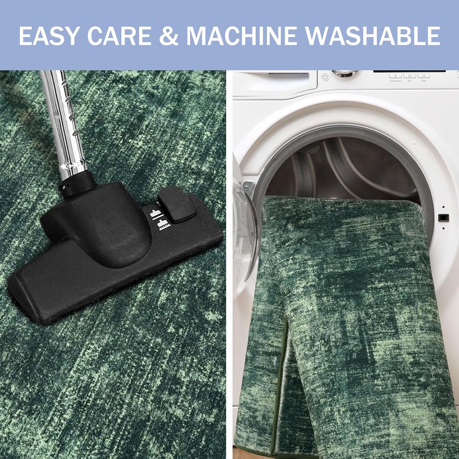 IOHOUZE Abstract Runner Rug 3x12 Ft Washable Runners for Hallways, Non Slip Kitchen Runner Printed Faux Wool Entryway Runner Indoor, Modern Abstract Floor Carpet for Hall Kitchen, Dark Green