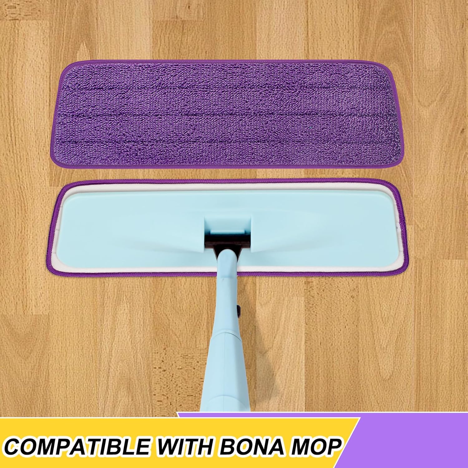 10 Pack 16.5 inch Reusable Mop Pads Microfiber Spray Mop Replacement Heads for Wet/Dry Mops Compatible with Bona Floor Care System