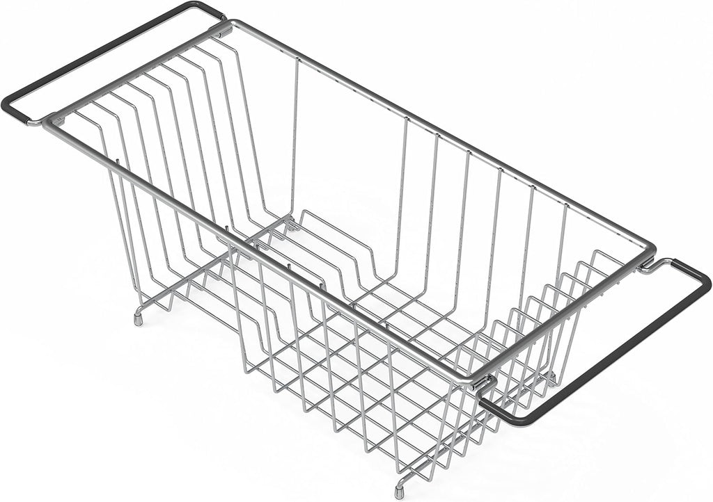 Simple Houseware Over Sink Counter Top Stainless Steel Dish Drainer Drying Rack, Chrome