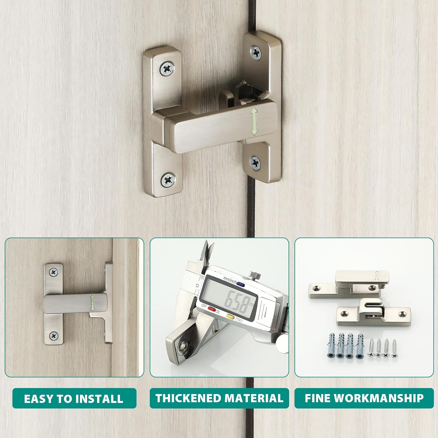 90/180 Degree Flip Latch Gate Latch, Heavy Duty Black Safety Door Lock Enhanced Security Flip Latch Lock Hardware for Interior Door Front Door Barn Garden Fence Window Bathroom Cabinet