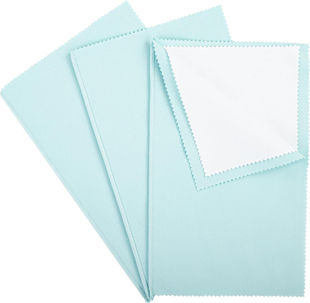 CATIFLIN 3PCS Sea Blue Silver Polishing Cloths, 10"x12" Jewelry Cleaning Cloths for Gold, Silver, Platinum, Watch, Coin, Tarnish Remover, Reusable & Streak for Jewelry Lovers