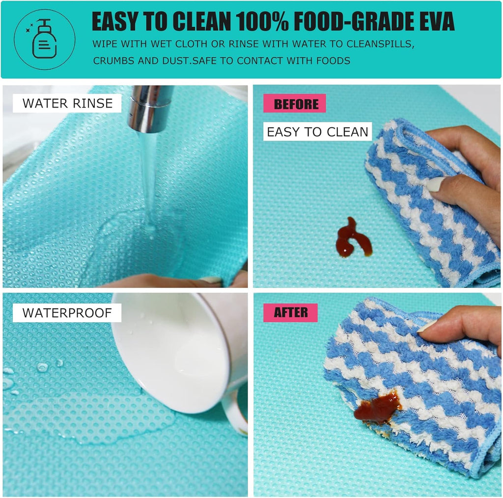 24Pcs Refrigerator Liners, Washable Fridge Liner Mats Covers Pads for Glass Shelf Cupboard Cabinet Drawer Home Kitchen Accessories Organization (Blue)