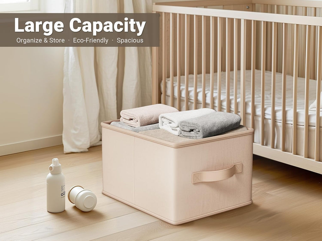Storage Bins, Fabric Satin Storage Baskets for Shelves, 16.25" L*12" W*10" H Collapsible Storage Bins with Handles for clothes, Closet Baskets and Bins with Handles, Blush Pink, 3-Pack