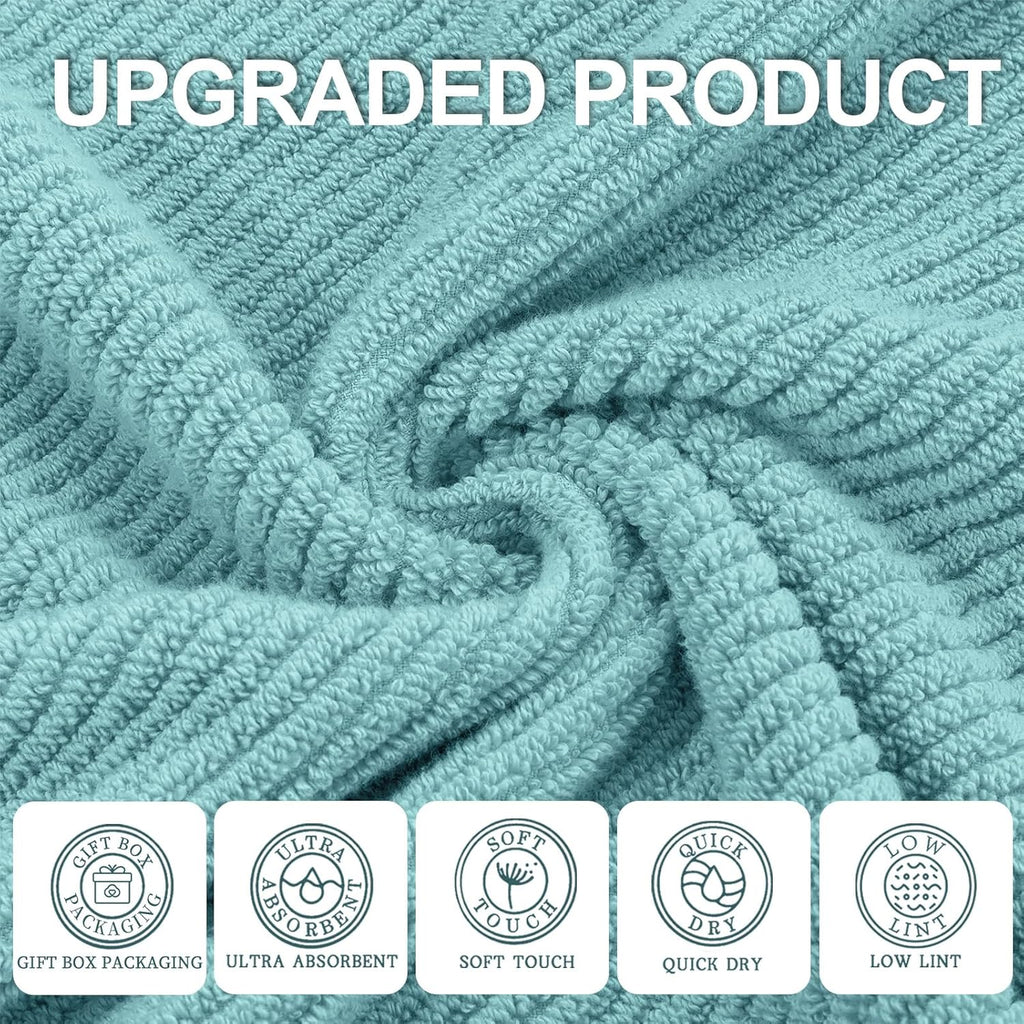 Teal Hand Towels for Bathroom, Bathroom Hand Towels Set of 4, Large 18" x 28" - Quick Dry | Lightweight | Soft | 100% Cotton | Absorbent, Thick Fluffy Towel Set for Showering, Aqua Towel Gift Set
