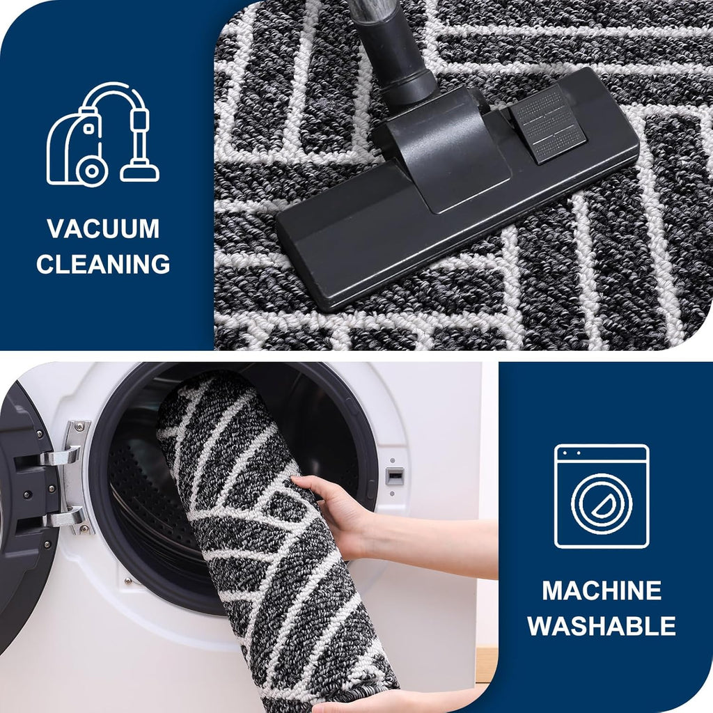 OLANLY Indoor Door Mat, 40x32 Inch, Dirt Resistant and Absorbent, Non-Slip Rubber Backing Floor Mats, Easy Clean Low-Profile Doormat for Entryway, Front Door, and Inside Entrance, Black
