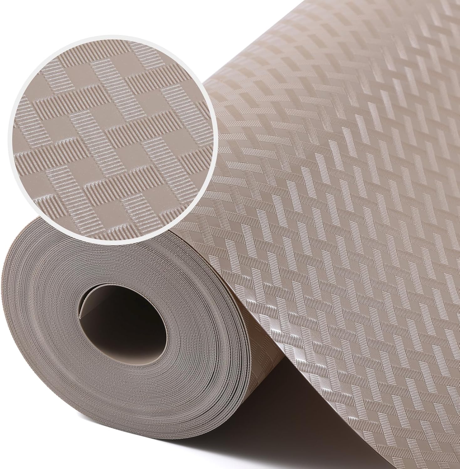 Beige Shelf Liners for Kitchen Cabinets Refrigerator Liners Waterproof & Oil-Proof Kitchen Cupboard Liner Drawer Mats EVA Material Non Adhesive Fridge Liner for Shelves 23.6 x 236.2 Inches