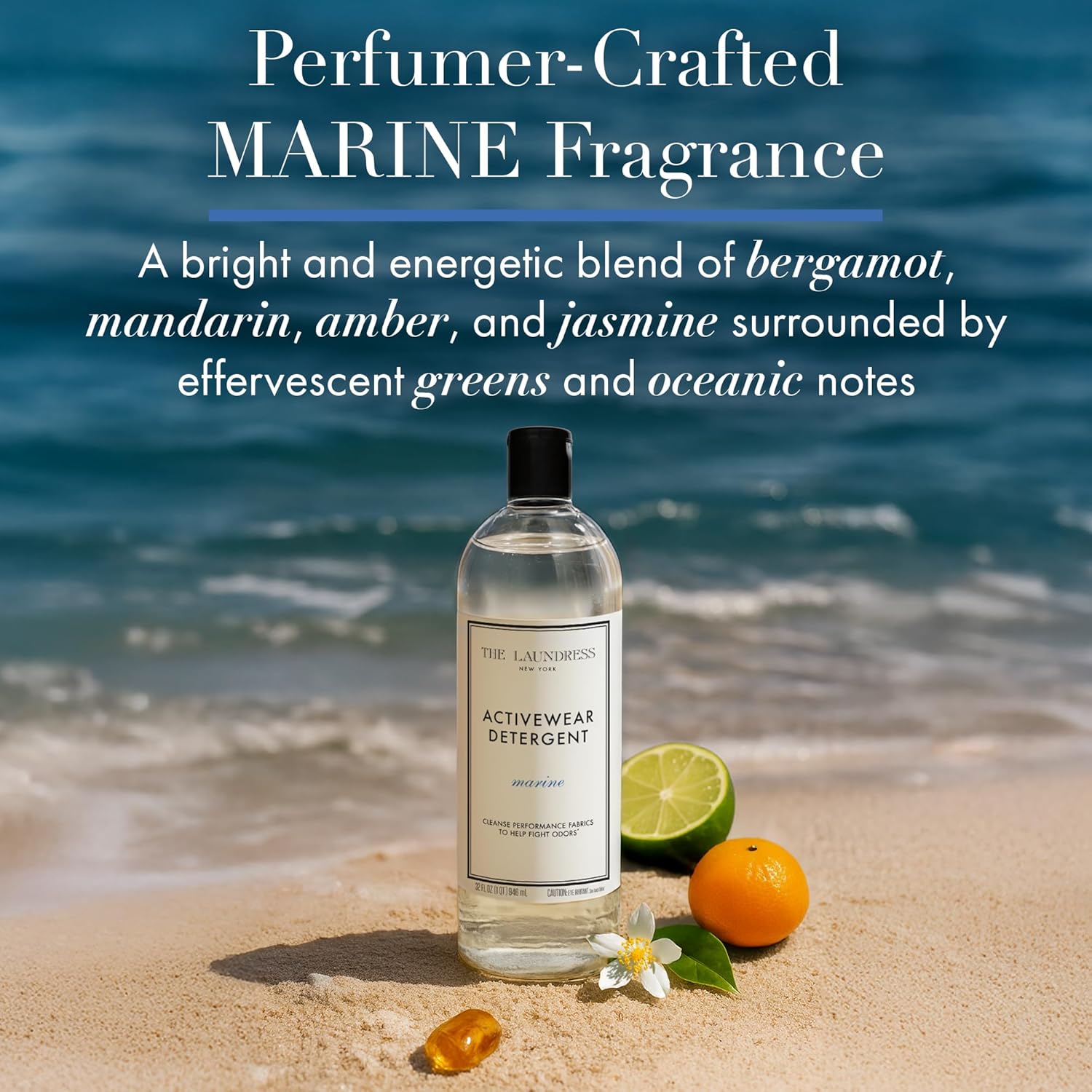 The Laundress Activewear Laundry Detergent, 32 Oz, Marine Fragrance, 4-in-1 Enzyme Blend for Workout Performance Fabrics, Fights Sweat Odors & Stains, USDA Certified Biobased Product (90%)