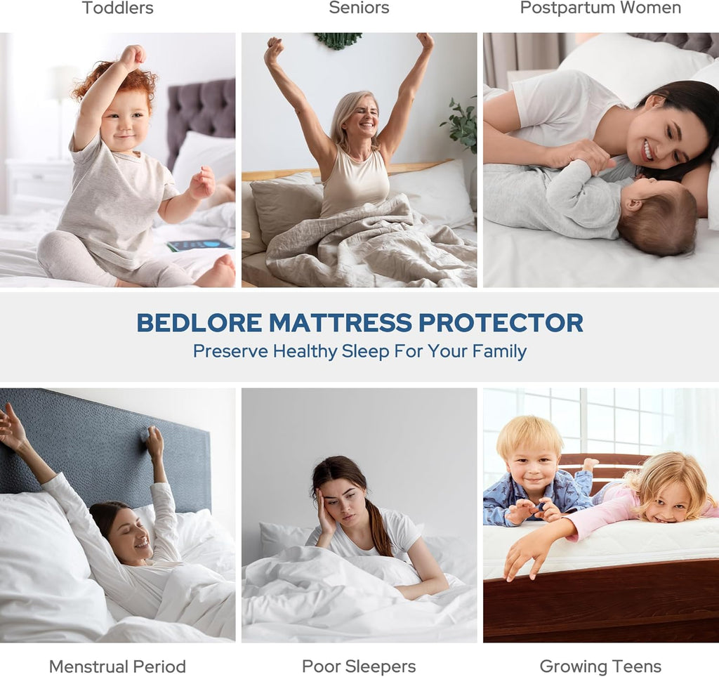 BEDLORE Waterproof Mattress Protector, Twin Size Mattress Pad with Deep Pocket 6"-15" Depth, Soft Breathable Dirt-Proof Single Bed Mattress Cover for Bedroom, Dorm Room (Gray)