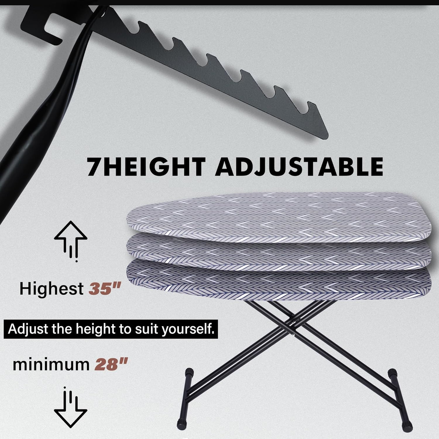Ironing Board Full Size, Metal Construction Iron Board with Extra Thick Heavy Duty Padded Cover, Stable Structure, Anti-Skid Feet