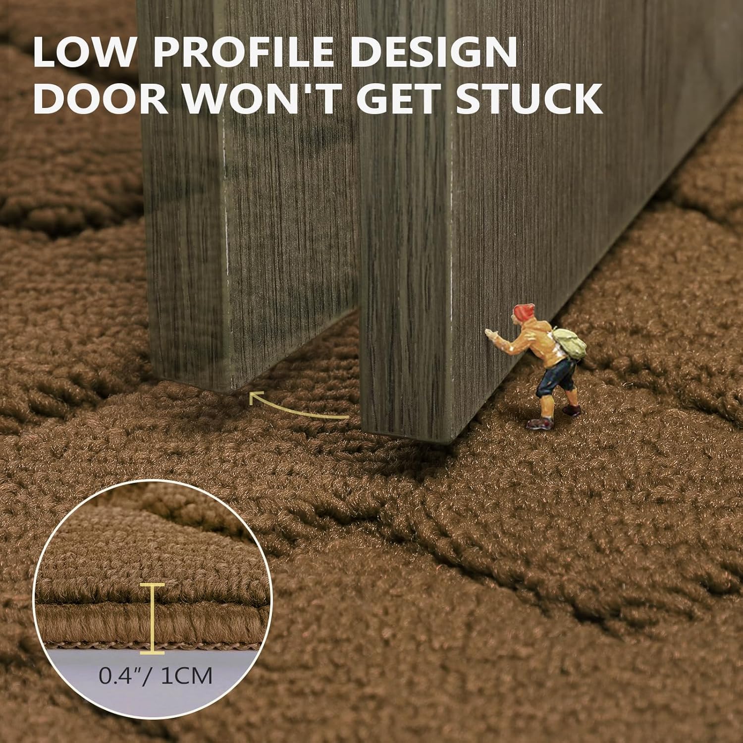 hicorfe Indoor Doormat,Front Back Door Mat TPR Backing Non Slip Mats 20"x31.5" Absorbent Resist Dirt Entrance Doormat Inside Floor for Entryway Washable Low-Profile(Dark Brown)