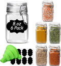 ComSaf Small Glass Jars with Airtight Lid Set of 6, Spice Jars 8 oz, Mason Jars 8 oz, Small Canning Jar, 8oz Jars with Lids for Kitchen, Jam, Jelly, Honey, Herb, Candy, Beans, Dessert, Sugar, Parfait