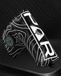 Big Teeth Golf Club Covers Full Set Driver Headcover Fairway Wood Hybrid Golf Club Iron Head Covers, Topographic Edition Putter Cover Leather Golf Head Covers Pure Black, Gifts for Men