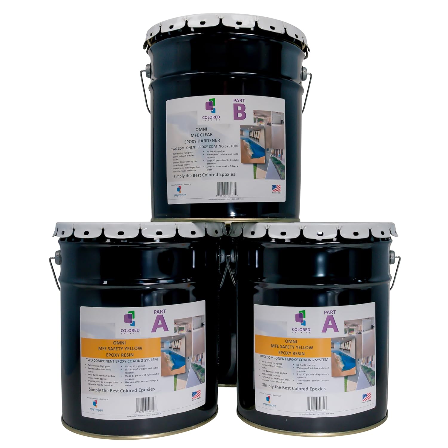 Colored Epoxies Safety Yellow Epoxy Resin Coating Made with Beautiful and Vibrant Pigments, 100% Solids, Concrete and Plywood. 15 Gallon