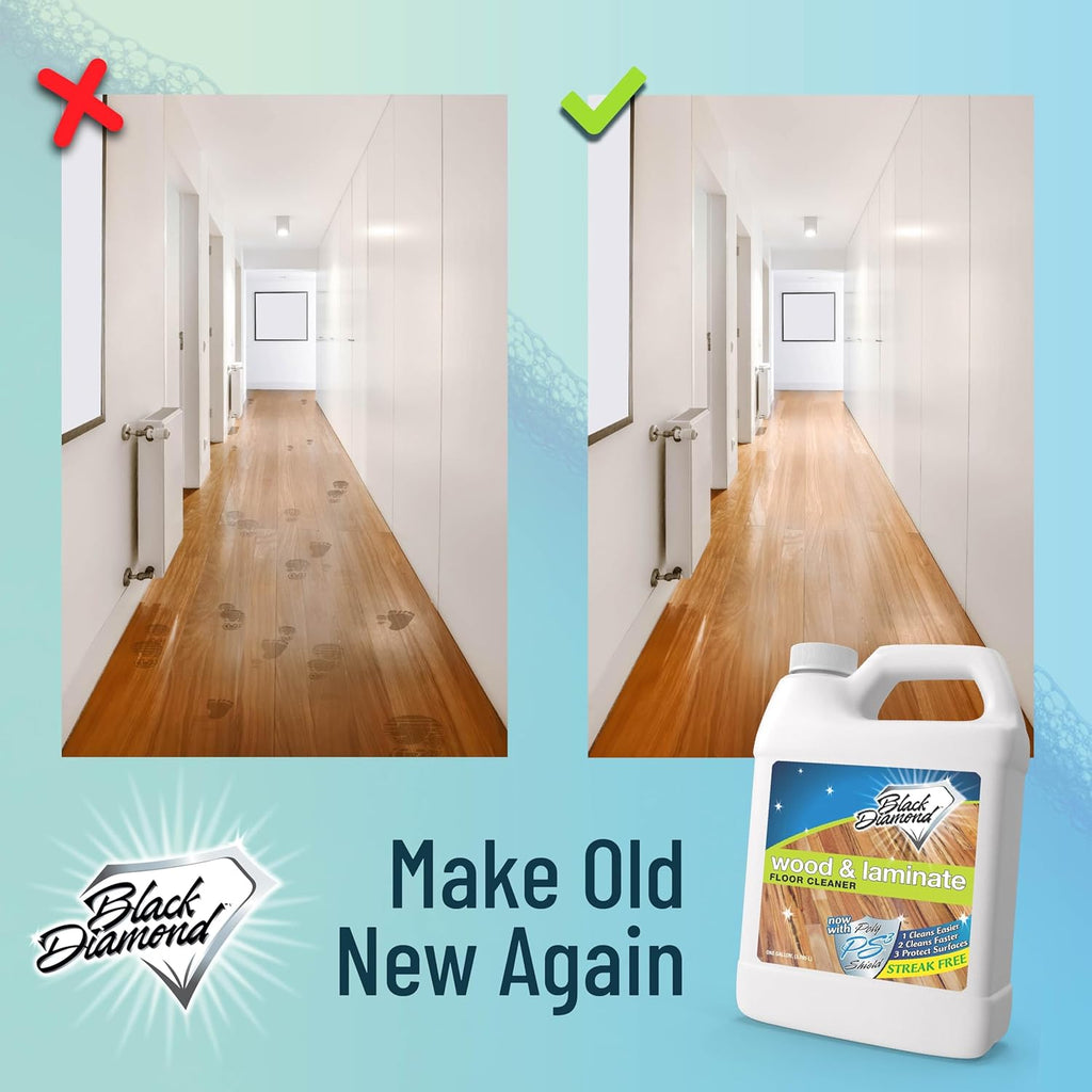 Black Diamond Stoneworks Wood & Laminate Floor Cleaner- Ready to Use Non-Toxic No-Rinse Formula - Safe for Vinyl, Wood, and Engineered Floors (128 Fl Oz)