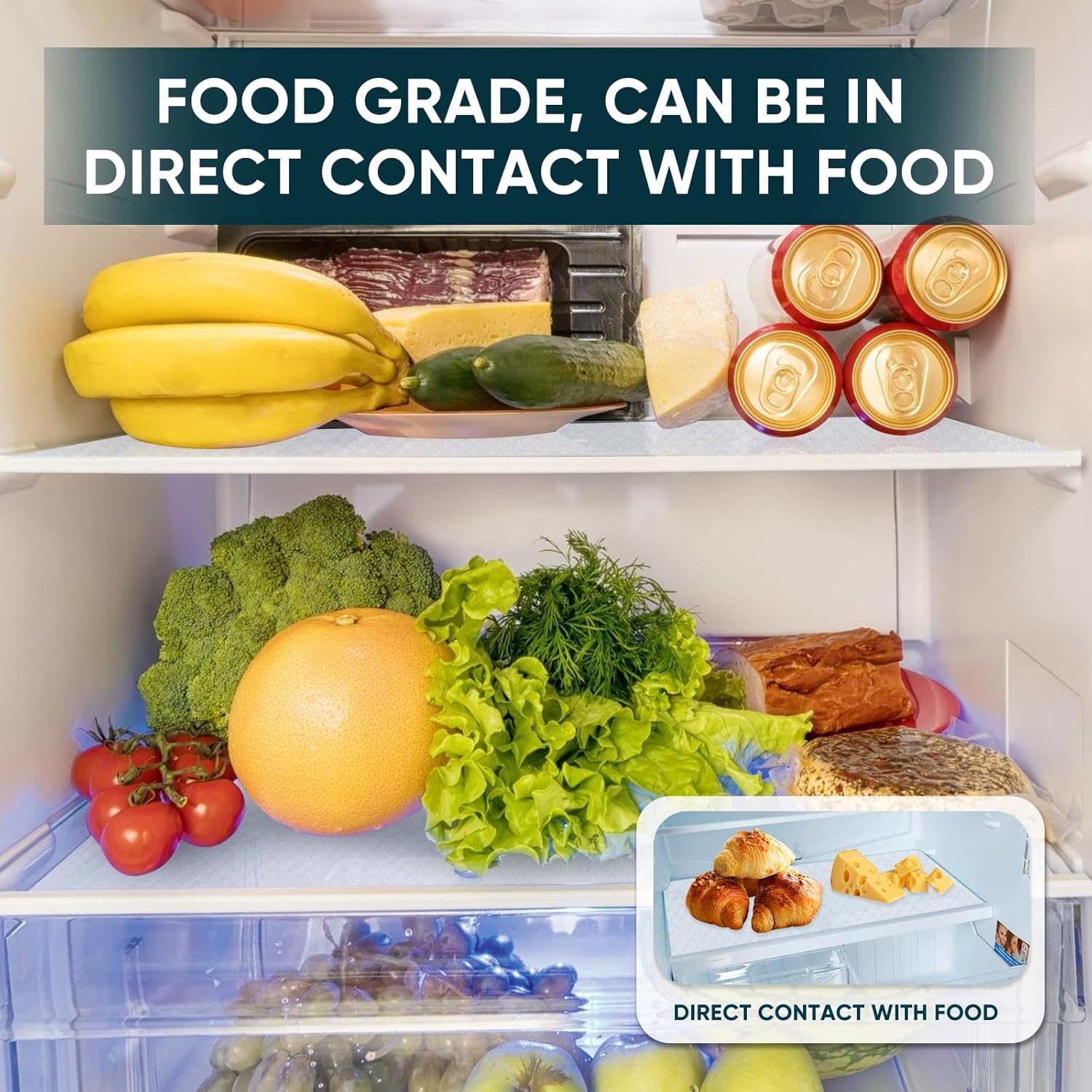 Shelf Liners for Kitchen Cabinets Non-Adhesive & Washable,Non Slip Cabinet Liners for Shelves Waterproof & Oil Proof,Clear Plastic Drawer Liner,Easy to Cut & Food-Grade EVA 12'' x 20' x 2 Rolls CT-122