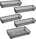 BYCY Silverware Drawer Organizer, Mesh Utensil Organizer for Kitchen Storage, Black Steel Metal Mesh Tray for Flatware Fork Spoon Knife… (12 * 3-5P-Black)