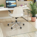 55"x46" Tempered Glass Chair Mat, Heavy Duty Glass Office Floor Mat for Carpet or Hardwood Floors, with Non-Slip Pads, Round Corner and Polished Edge, Effortless Rolling, Thick 1/5"
