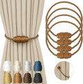Magnetic Curtain Tiebacks Rope Curtain Tie Backs for Curtains 4 Pack Curtain Holders for Drapes Decorative Window Curtain Holdbacks, Khaki