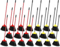 WILLBOND 20 Pcs Heavy Duty Broom Outdoor Indoor Commercial Angle Brooms Bulk for Courtyard Garage Lobby Mall Market Floor Home Kitchen Room Office Pet Hair Rubbish 54 Inch(Red, Yellow)