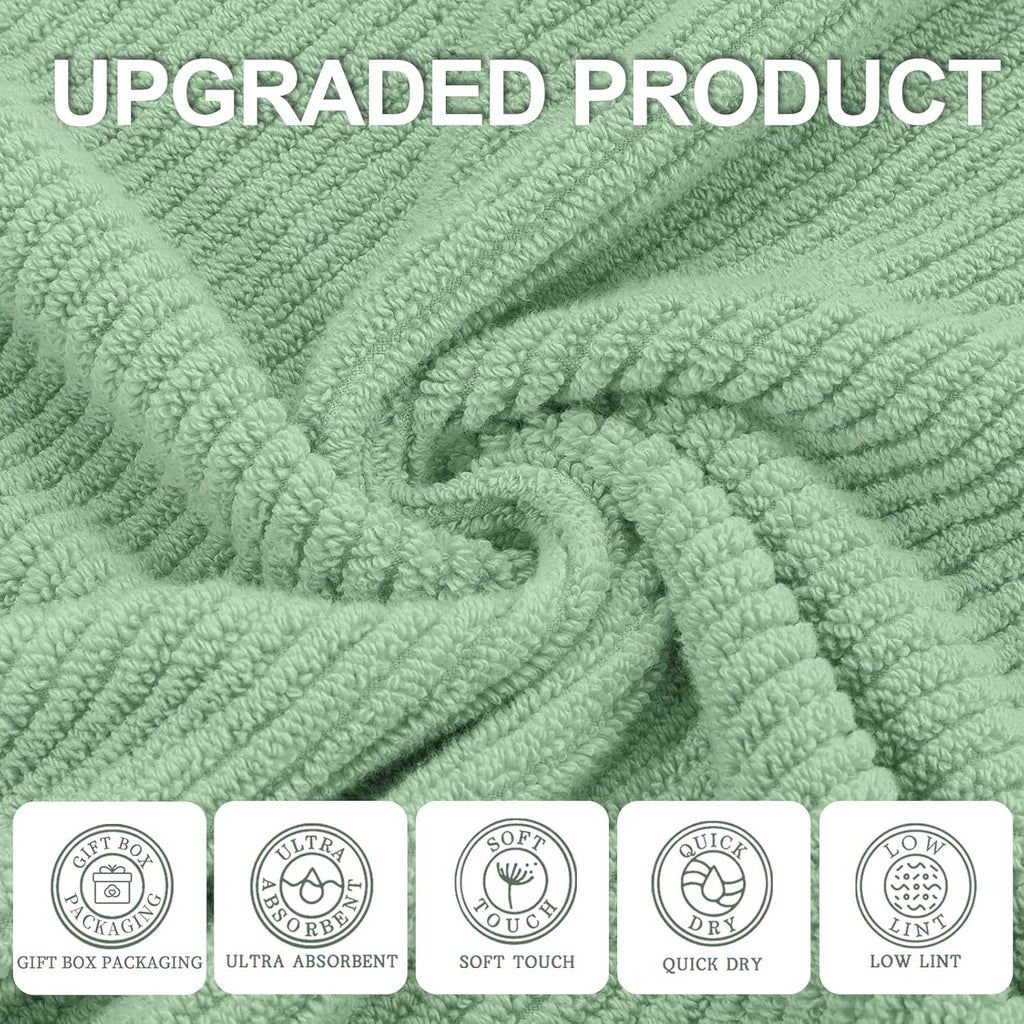 VOOVA & MOVAS Hand Towels for Bathroom Set of 4, Large 18" x 28", 100% Cotton | Lightweight | Thick | Quick Dry | Soft | Absorbent, Sage Green Hand Towels, Bathroom Essentials
