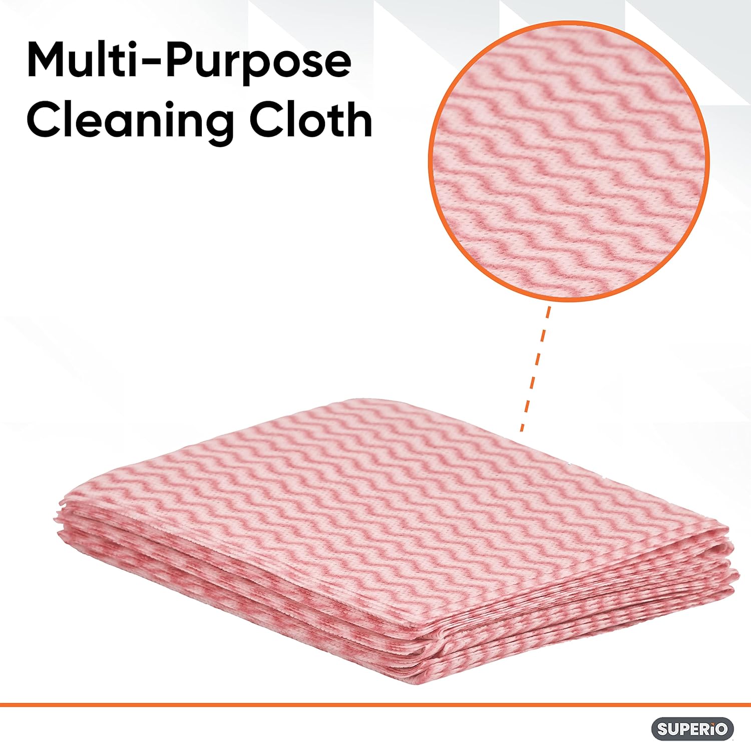 Superio Handy Wipes For Kitchen - Red Reusable Multi-Purpose Heavy-Duty Cleaning cloth for house, Bathroom, and office. Disposable Dish Towel (60)