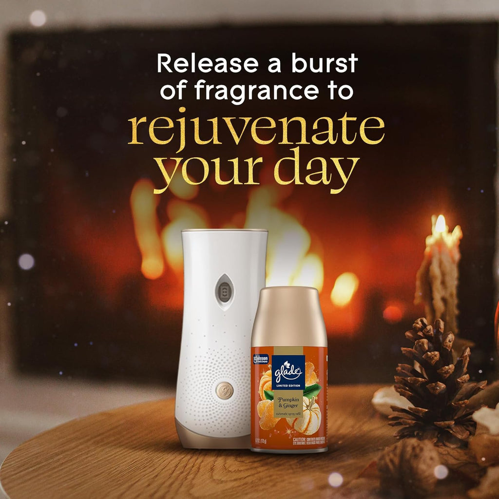 Glade Automatic Spray Refill, Pumpkin & Ginger, Scented Air Freshener for Home and Bathroom, 6.2 Oz, 2 Count