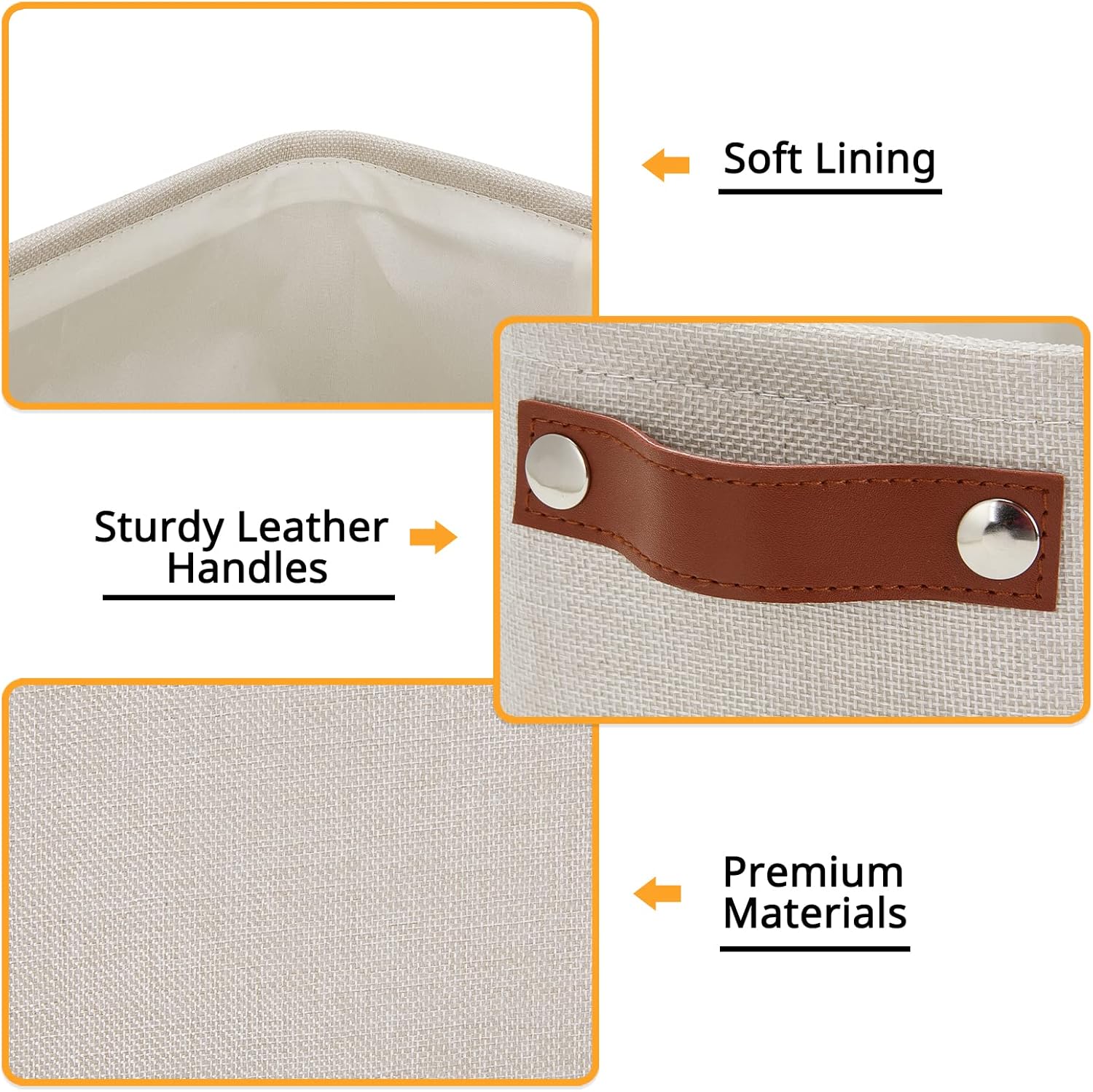 DULLEMELO Small Storage Basket, Toilet Paper Basket Narrow Storage Bin for Bathroom, Bathroom Basket for Organizing with Leather Handles, Canvas Storage Basket for Toilet Magazine Holder(Beige)